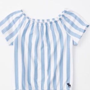Blue and White Striped Off The Shoulder Top